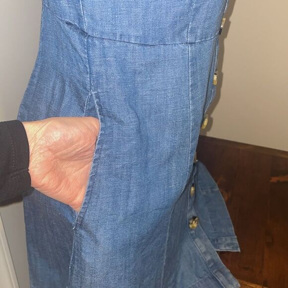 Loft Denim Button Front Dress Size 2P - Picture 4 of 10